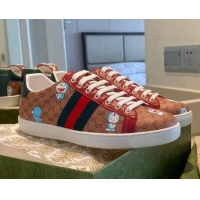 Stylish Doraemon x Gucci Ace Sneaker 0510120 Brown 2021 10