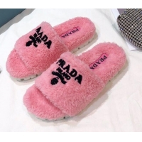 Affordable Price Prada Logo Fur Mules 070625 Pink 2021