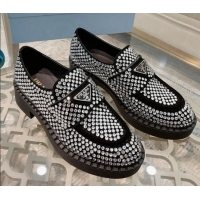 Cute Prada Crystal Allover Loafers 070632 White 2021