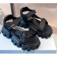Top Quality Prada Sporty Woven Nylon Tape Sandals 071271 Black 