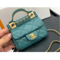 Good Quality CHANEL Top Handle Micro Mini Wallet On Chain AP2271 blue