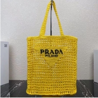 Newly Launched Prada Raffia tote bag 1CH393 yellow