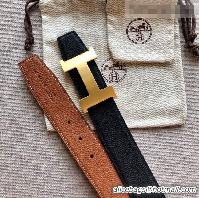 Cheapest Hermes Constance Calfskin Belt 38mm with H Buckle H1504 Black/Clay Brown 2021