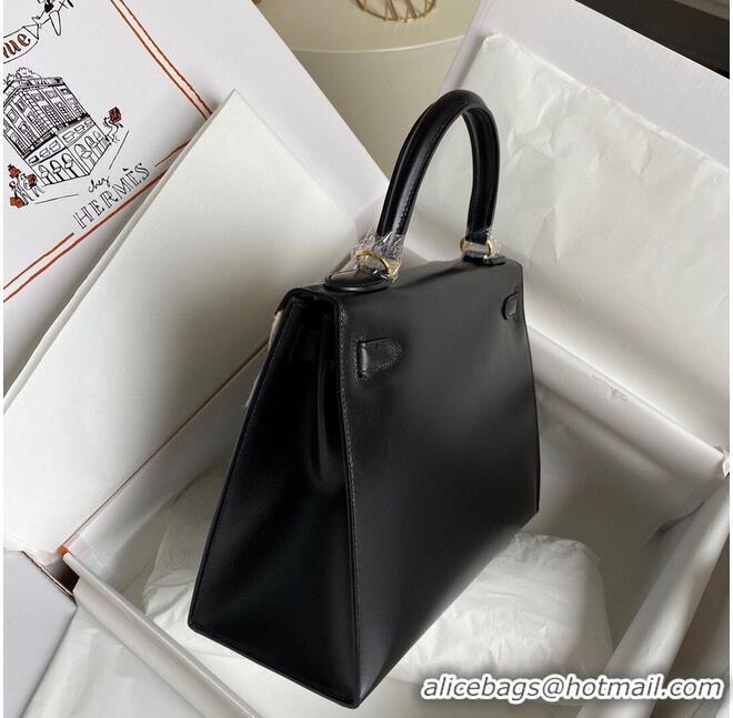 Top Grade Hermes Kelly 28cm Shoulder Bags Smooth Leather KL28 Black