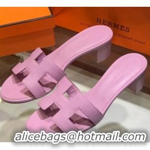 Best Grade Hermes Santorini Epsom Calfskin Classic H Heeled Slide Sandals 070527