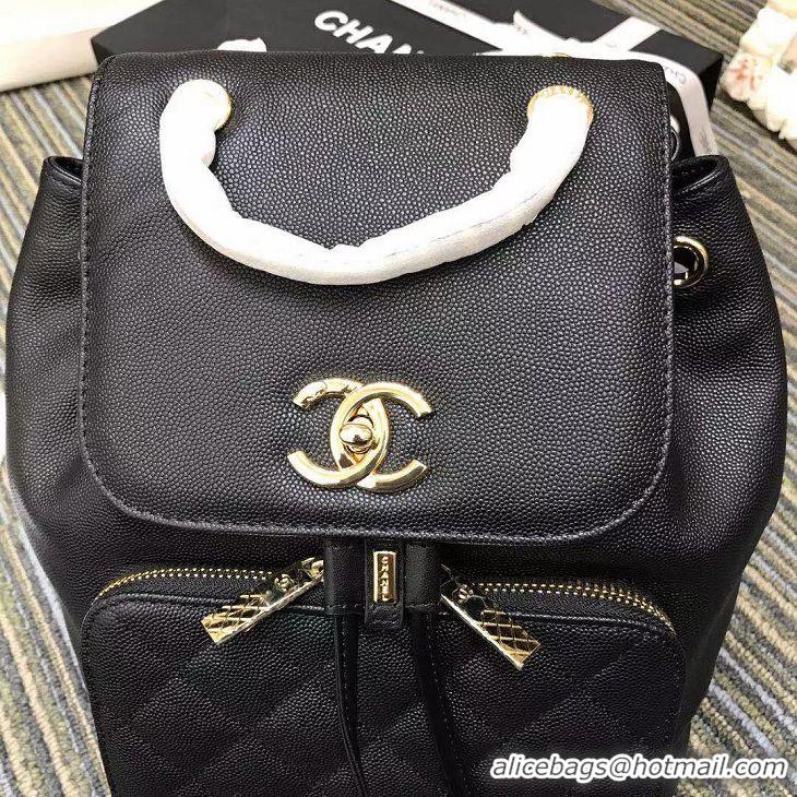 New Grade Chanel Backpack Grained Calfskin & Gold-Tone Metal A57571 Black