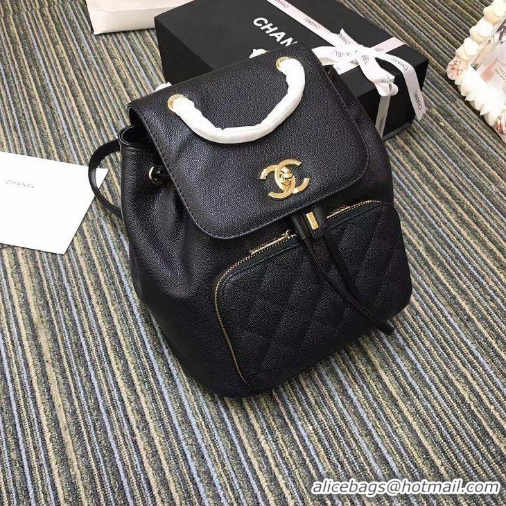New Grade Chanel Backpack Grained Calfskin & Gold-Tone Metal A57571 Black