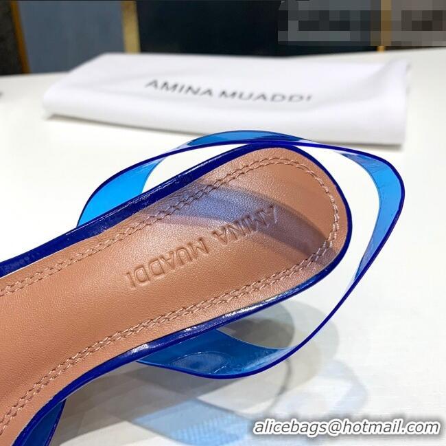 Low Cost Amina Muaddi PVC Bow Sandals 7cm AM0636 Blue 2021