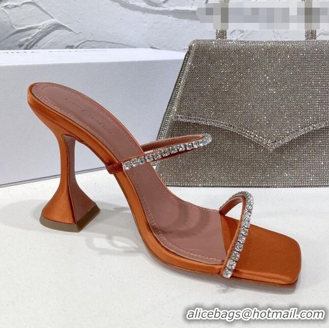 Well Crafted Amina Muaddi Silk Crystal Sandals 9.5cm AM1022 Orange 2021