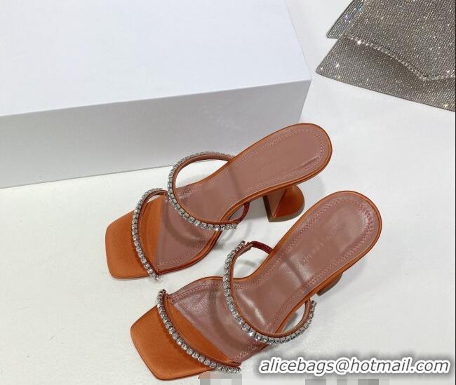 Well Crafted Amina Muaddi Silk Crystal Sandals 9.5cm AM1022 Orange 2021