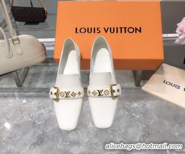 Custom Louis Vuitton Bahia Calfskin Flat Loafers 061513 White
