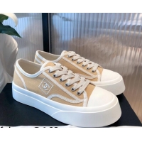 Best Luxury Chanel Canvas Platfrom Sneakers 081414 Beige 2021
