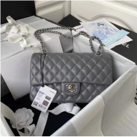 Good Product Chanel classic handbag Lambskin & silver Metal A01112 Dark Grey