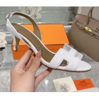 Shop Cheap Hermes Leather Heeled Sandals 7cm 061184 White
