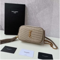Most Popular Yves Saint Laurent MINI IN QUILTED Y LINEN Y681158 Grey