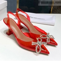 Well Crafted Amina Muaddi PVC Bow Sandals 7cm AM0638 Red 2021