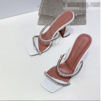 Cheapest Amina Muaddi Patent Leather Crystal Sandals 9.5cm AM0811 White 2021