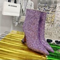 New Style Amina Muaddi Sequins Short Boots AM2301 Purple 2021