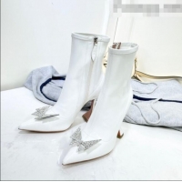 Good Price Amina Muaddi Patent Leather Short Boots with Crystal Bow AM2309 White 2021