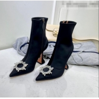 Affordable Price Amina Muaddi Lycra Short Boots with Crystal Buckle AM2317 Black 2021