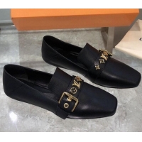 Fashion Louis Vuitton Bahia Calfskin Flat Loafers 061513 Black 2021