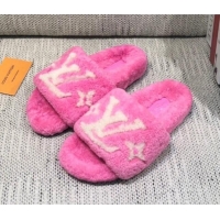 Classic Practical Louis Vuitton LV Wool Flat Slide Sandals 080964 Pink 2021