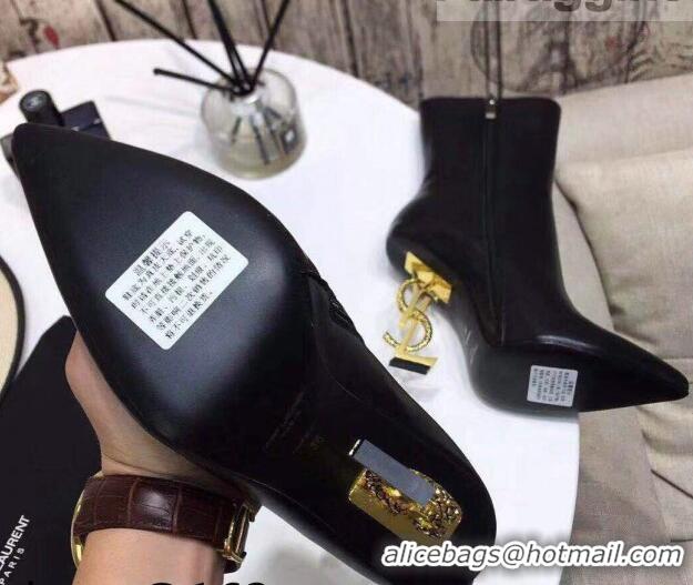 Good Product Saint Laurent Calf Leather High YSL-Heel Ankle Boots 11CM 093048 Balck/Gold