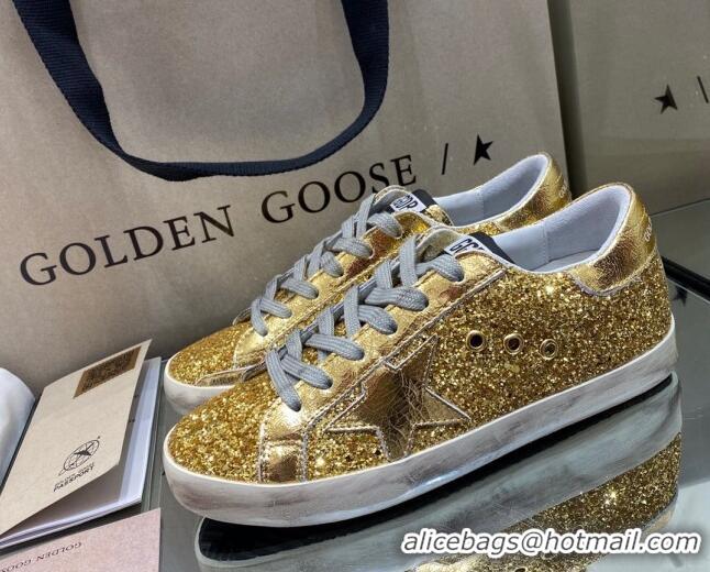 Best Luxury Golden Goose Super-Star Sneakers in Gold Glitter 027051