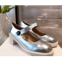 Perfect Dior D-Doll Shiny Calfskin Mary Jane Pumps 071301 Silver