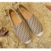 Good Product Dior Flat Espadrilles in Oblique Embroidered Canvas 081313 Brown 2021