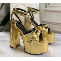 Top Quality Saint Laurent High Heel Lambskin Sandals 724055 Gold 2021