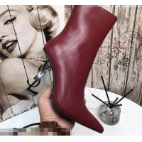 Perfect Saint Laurent Calf Leather High YSL-Heel Ankle Boots 11CM 093048 Burgundy