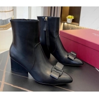 Super Quality Salvatore Ferragamo Viva Calfskin Bow Boots 5.5cm 091720 All Black 2021