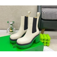 Cute Bottega Veneta Flash White Calfskin Short Boots 9.5cm 092221 Green