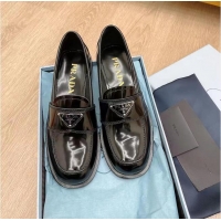 High Quality Prada Brushed Leather Loafers PA71276 Black 2021