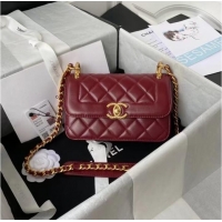 Hot Style Chanel small Flap Shoulder Bag Original leather AS2714 Wine