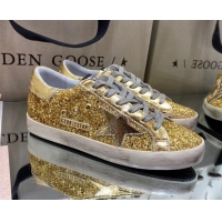 Best Luxury Golden Goose Super-Star Sneakers in Gold Glitter 027051