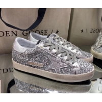 Good Quality Golden Goose Super-Star Sneakers in Silver Glitter 027052