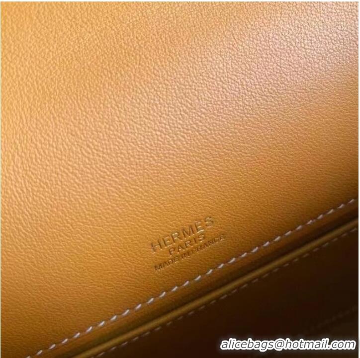 Cheapest Hermes Original swift Leather KEL2278 brown&gold-Tone Metal