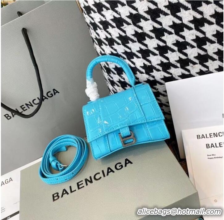 Good Taste Balenciaga WOMENS HOURGLASS MINI TOP HANDLE BAG M8000 sky blue