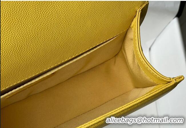 Top Grade Chanel Grained Calfskin Medium Boy Flap Bag A67086 Yellow/Silver 2021