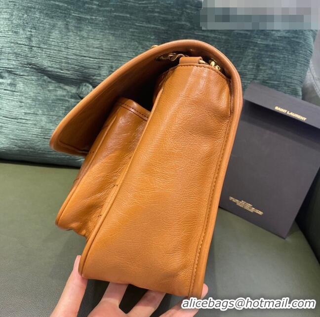 Most Popular Saint Laurent Niki Medium Bag in Crinkled Vintage Leather 633158 Tan Brown 2021