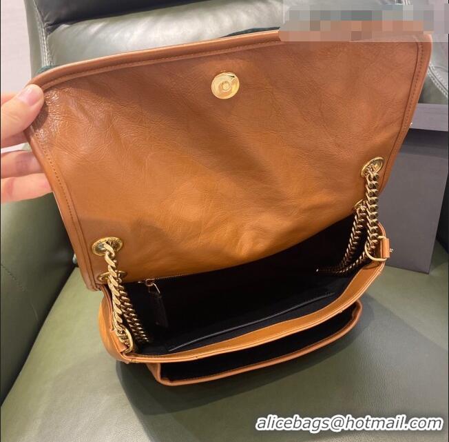 Most Popular Saint Laurent Niki Medium Bag in Crinkled Vintage Leather 633158 Tan Brown 2021