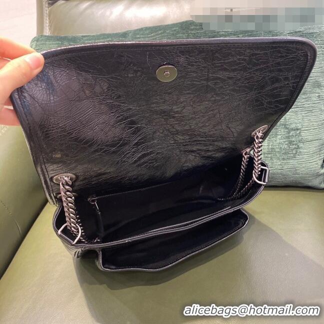 Best Product Saint Laurent Niki Medium Bag in Crinkled Vintage Leather 633158 All Black 2021