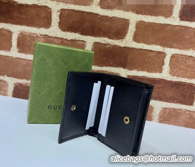 Discount Gucci Diana Bamboo Card Case Wallet ‎658244 Black 2021
