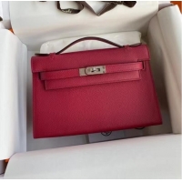 Top Quality Hermes Original Epsom Leather KEL2278 purplish&Silver-Tone Metal