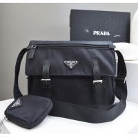 Well Crafted Prada Nylon Flap Messenger shoulder Bag PN1259 Black