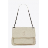Cheapest Yves Saint Laurent NIKI MEDIUM IN BOUCLÉ TWEED AND SMOOTH LEATHER 469013 white