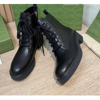 Best Price Gucci Leather Ankle boot 092517 Black/Silver