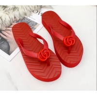 Best Price Gucci Platform Thong Slide Sandals 092524 All Red